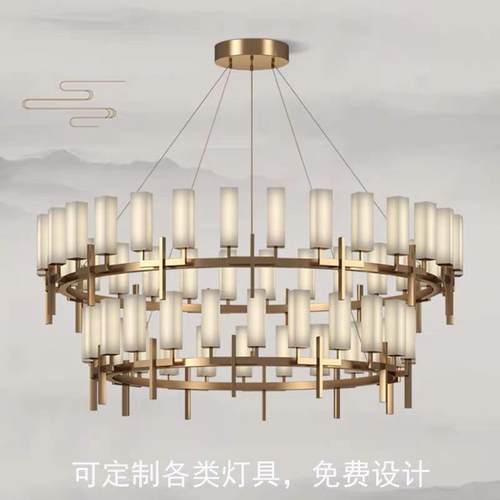 新中式简约现代酒店大堂宴会厅别墅复式楼饭店高档包厢包间大吊灯