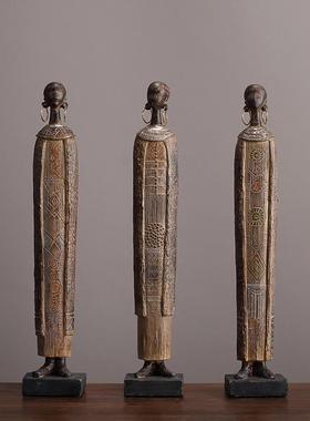 非洲部落艺术女人像摆件复古怀旧风格客厅电视柜酒柜书房桌面摆件