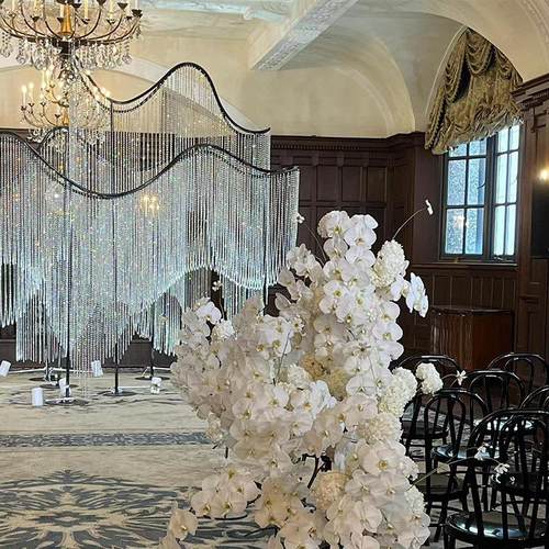 婚庆成品亚克力珠帘波浪挂件婚礼堂吊顶装饰舞台背景永恒之恋路引