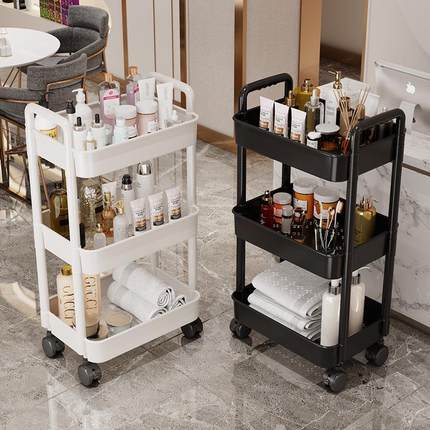 置物架ins风简易收纳架多层小推车浴室置物架书桌旁移动零食架