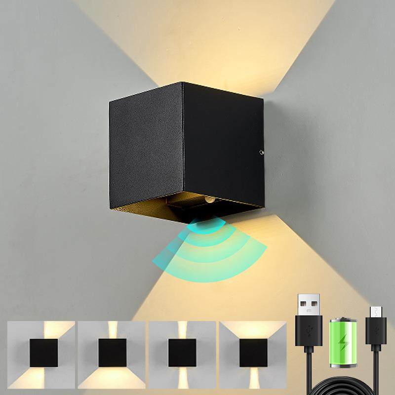 充电感应铝材创意磁吸壁灯led极简卧室酒店床头壁灯usb免打孔壁灯