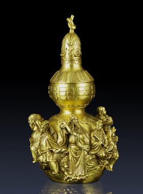 纯黄铜大号八仙葫芦摆件家居装饰铜葫芦工艺品办公室葫芦礼品摆件