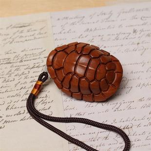 雷击枣木龟甲手把件 雕刻古典福气小乌龟吊坠挂件实木手玩件