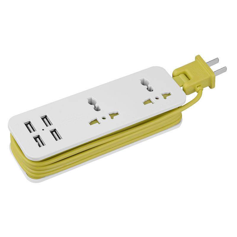 旅游便携式美标规插头家用带多口4usb充电收纳功能插排插座接线板