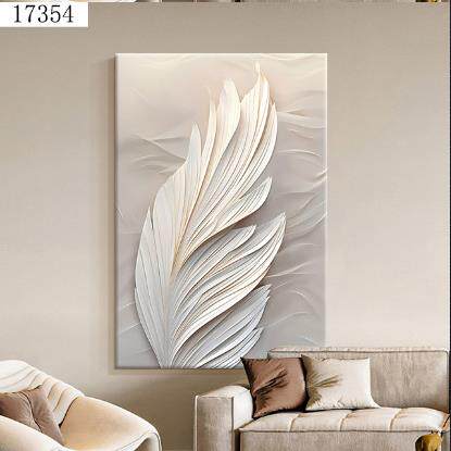 现代手绘简约装饰画激励分工立体羽毛挂画客厅走廊壁画奶油风高级