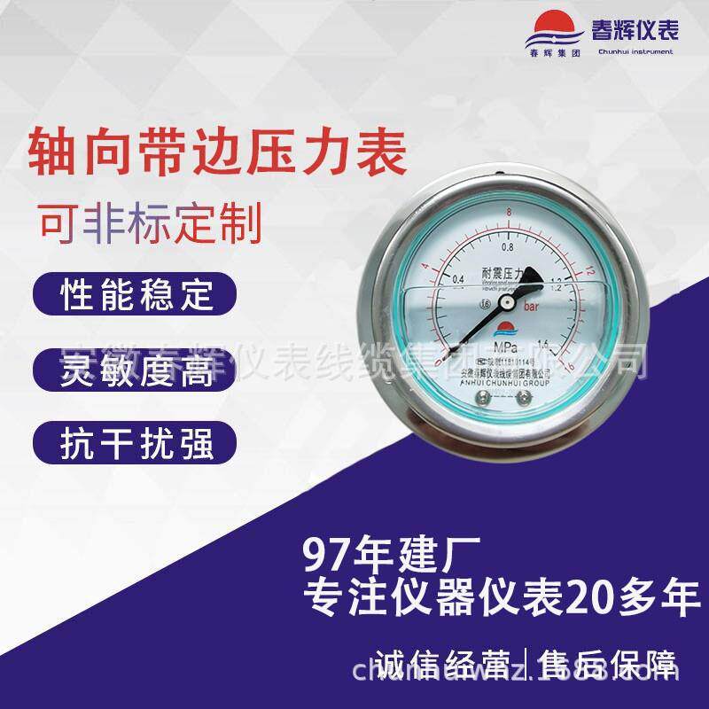 YN-63B-FZ 轴向带边压力表 耐震 不锈钢 规格型号齐全
