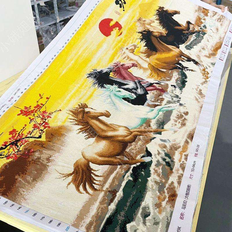 马到成功十字绣成品不带框纯手工出售已绣好2025新款客厅高端风景