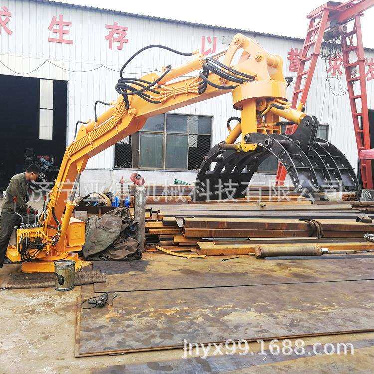 农用三轮车改装抓木机液压旋转四轮车载抓草机 夹木器固定式抓具