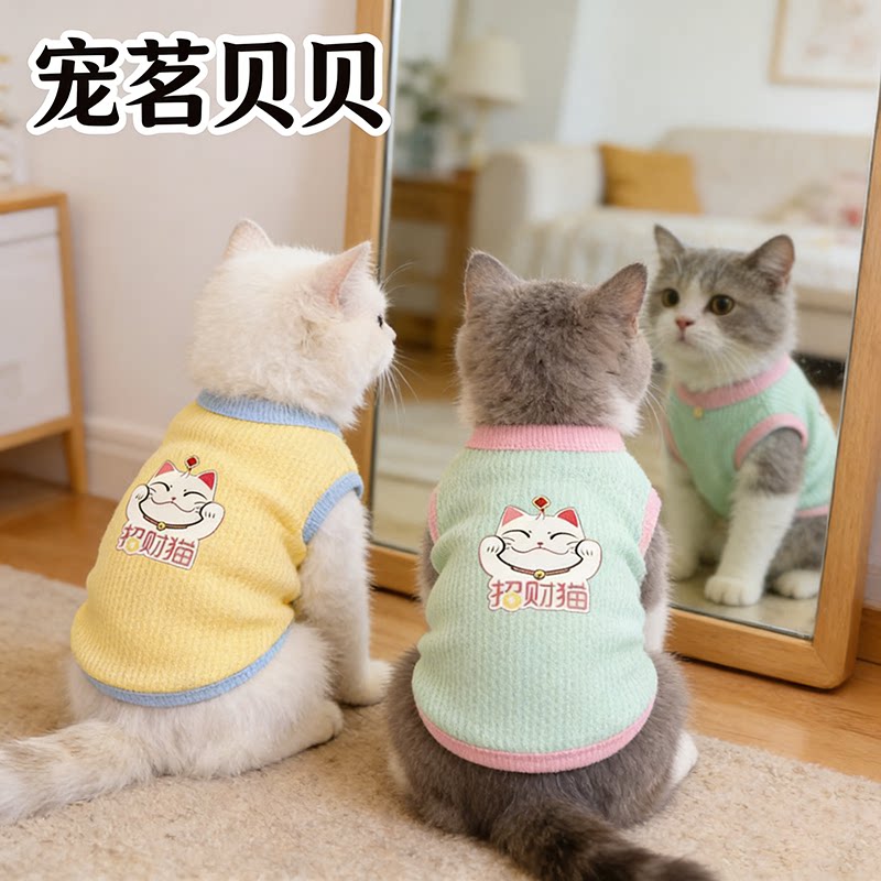 猫咪衣服防掉毛薄款夏季无袖背心图片