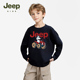 Jeep吉普儿童长袖 男童卡通透气上衣 宽松打底衫 T恤2025年春季 新款