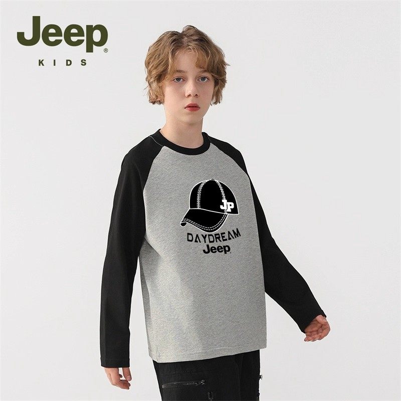 Jeep吉普童装男童长袖t恤秋冬拼色纯棉儿童圆领上衣青少年打底衫,童装/婴儿装/亲子装,T恤,淘宝优惠券,粉丝福利购,淘宝优惠卷