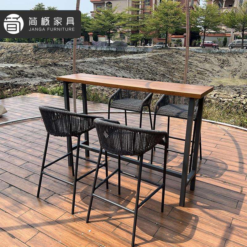 户外休闲家具庭院别墅室外酒吧餐厅吧台椅露天咖啡奶茶店高脚桌椅