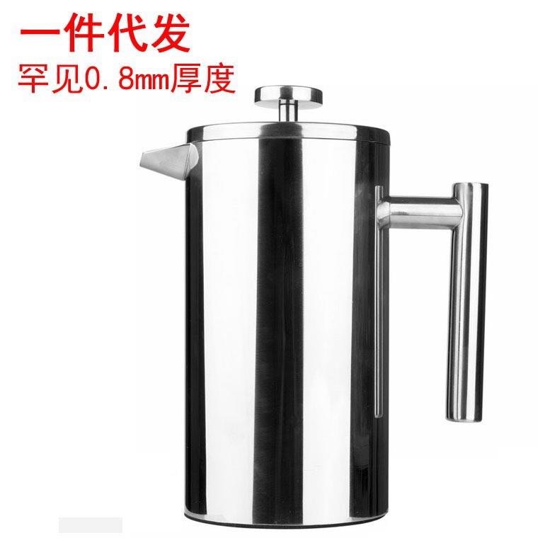 双层304加厚不锈钢法压壶 手冲咖啡壶 家用冲茶器 便携泡茶壶保温