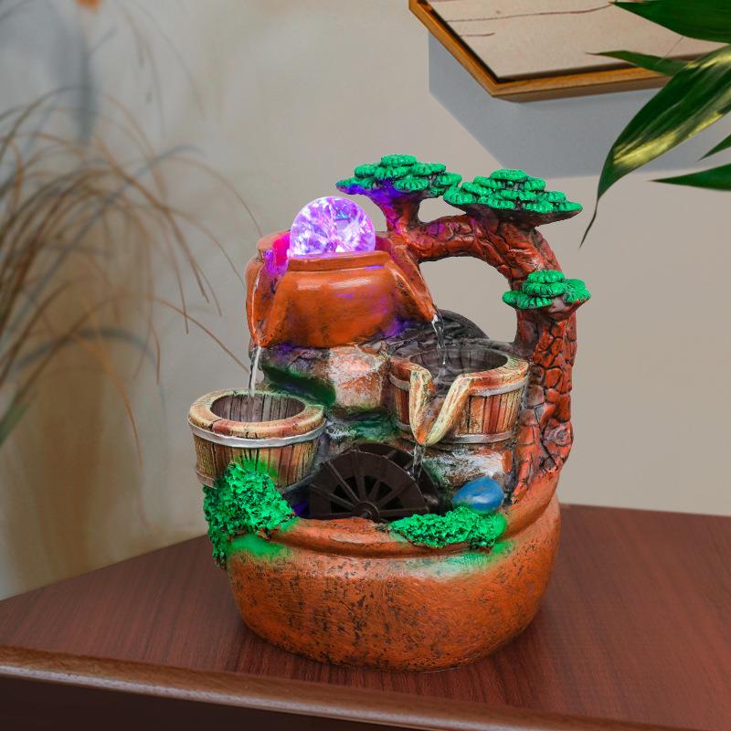 招财流水喷泉桌面摆件风水轮水循环家用客厅装饰开业送礼高档摆件