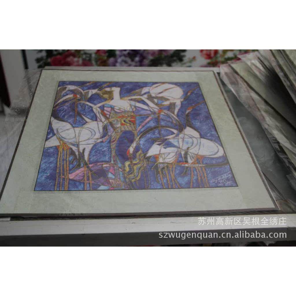 苏绣客厅书房办公室装饰画苏州手工刺绣软裱画山水花卉系列