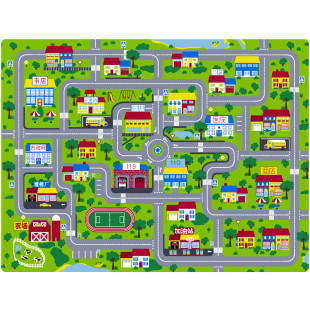 儿童卡通地毯车道马路跑道交通地垫玩具赛道火车轨道汽车游戏垫子