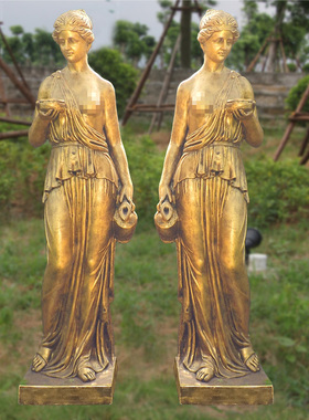 欧式人物雕像提壶端杯仕女酒吧咖啡厅装饰酒神摆件庭院流水摆设