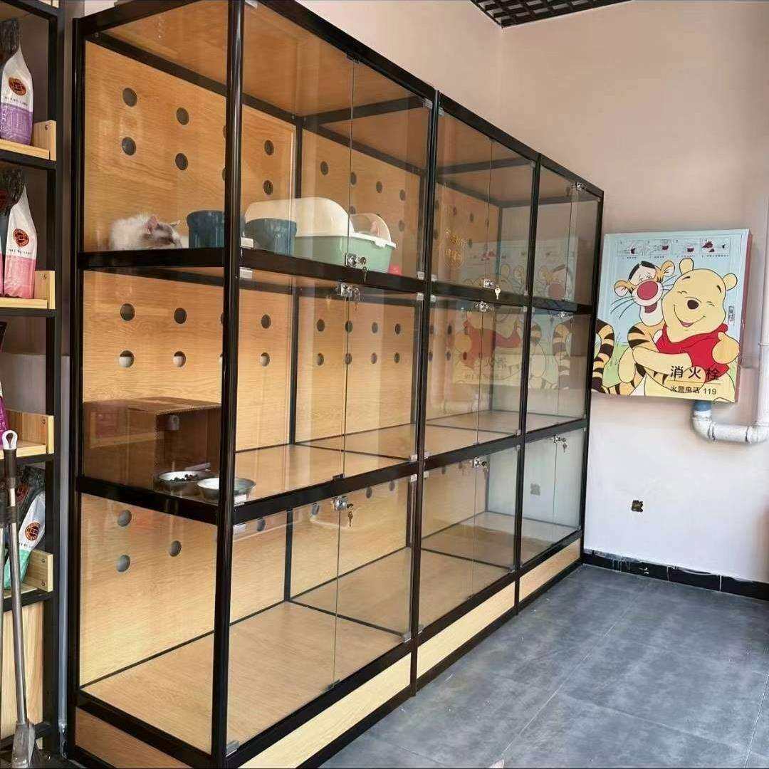 麓f宠物店展示柜玻璃透明展示柜猫咪寄养柜商用猫屋繁育柜动物全
