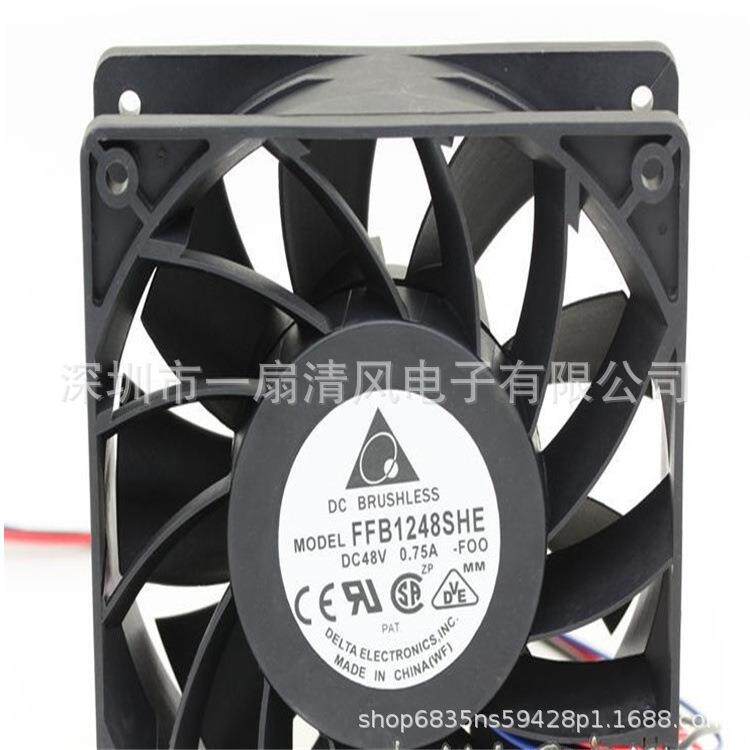 直流风扇台达 FFB1248SHE 12038 48V 0.75A 双滚珠测速散热风扇