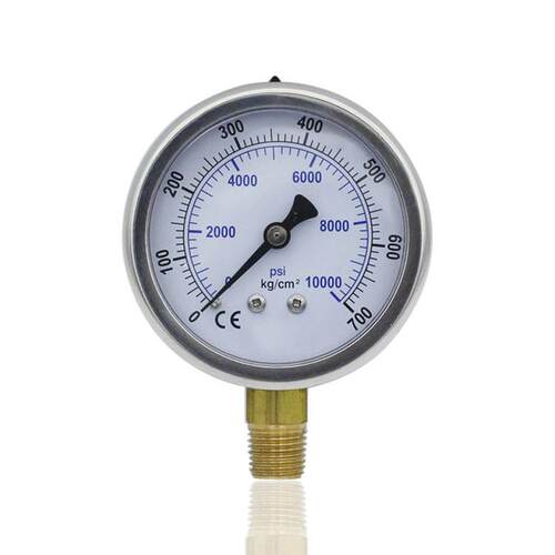 耐振抗振压力表不锈钢304油压表径向充油立装YN63 700KG 10000PSI