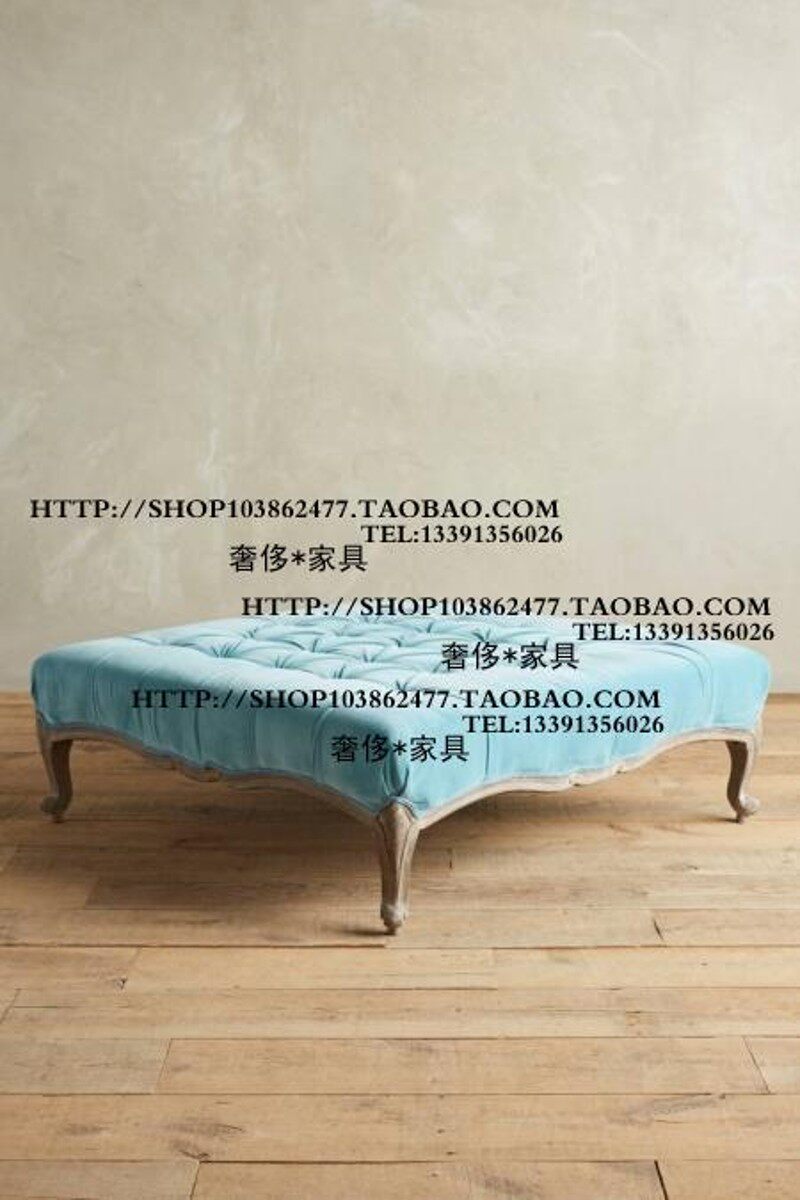出口欧洲法式乡村风格实木橡木纽扣布艺软包茶几样板房别墅家具
