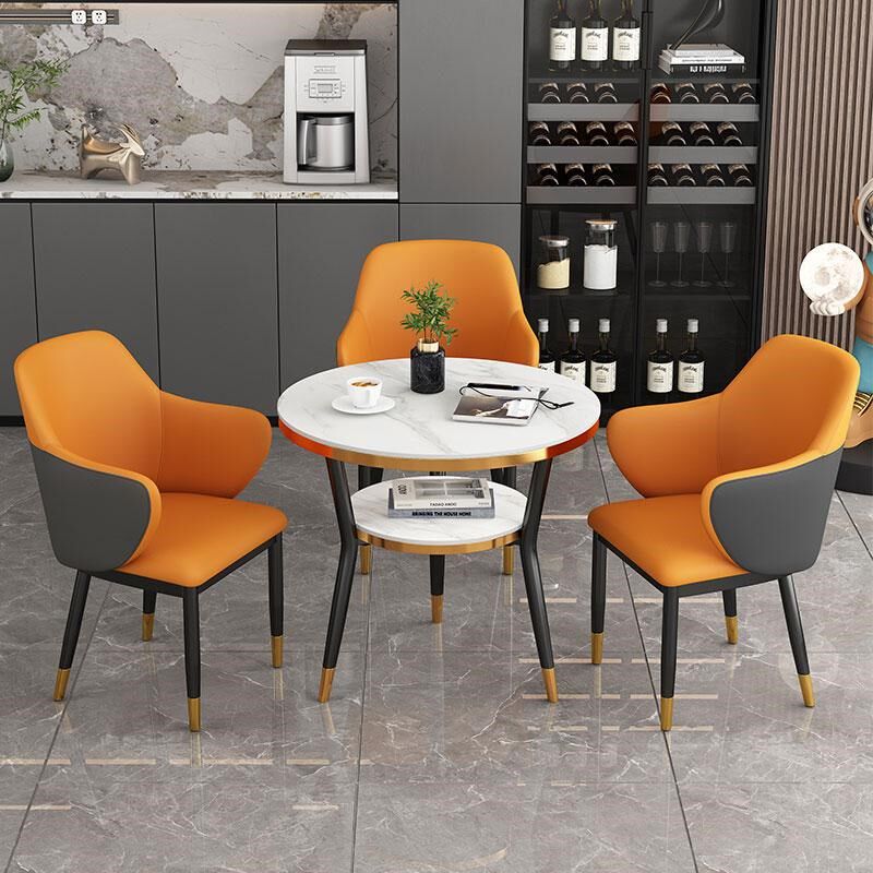 岩板洽谈会客阳台桌椅组合小户型三件套酒店接待奶茶商务用小圆桌