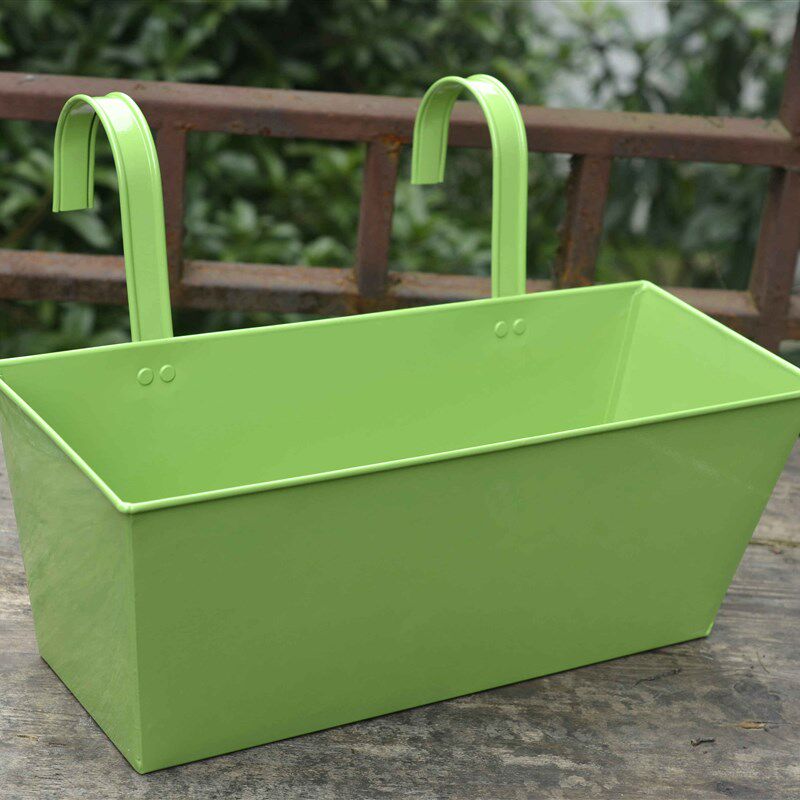 欧美铁制阳台双耳悬挂花盆室内护栏木架壁挂花架子室内室外种菜盆