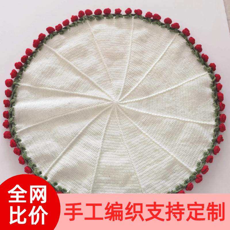 成品玫瑰花束毯女友表白手工编织多功能花毯毛线钩织铃兰花朵毛毯