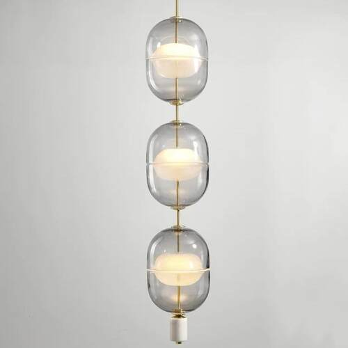 北欧创意设计餐厅玻璃吊灯后现代中空大堂样板房展厅吧台楼梯灯具