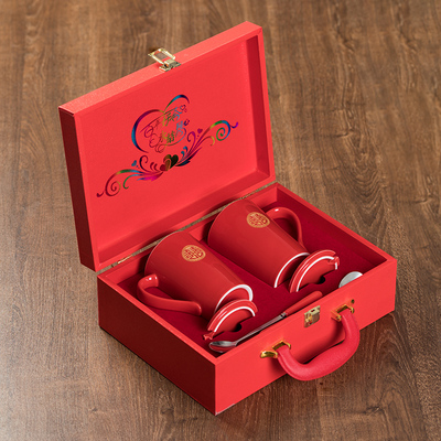 结婚杯子一对情侣款水杯带盖勺男女喝水杯子新婚庆用品闺蜜送礼物