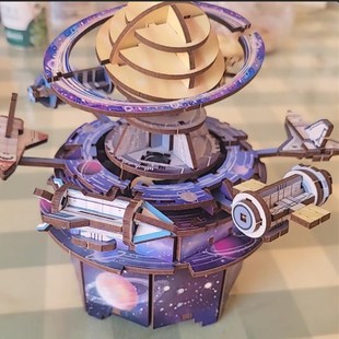 同趣拼装八音盒云屏乐舞DIY手工木质音乐盒玩具摆件模型毕业礼物