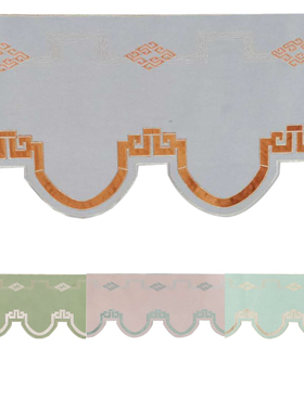 简约纯色成品自粘免打孔窗帘幔头遮光帘头麻料绣花绒布客厅挡漏光