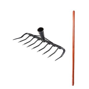 新品锰钢农用耙子平地松土搂草工具铁耙子猪八戒九齿钉耙翻土农具