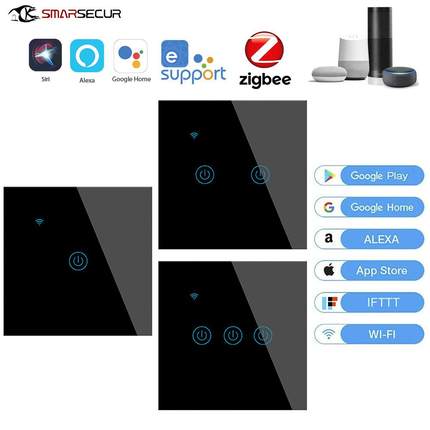 【工厂】易微联智能zigbee开关面板墙壁支持Alexa/google语音控制