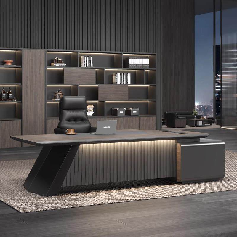 烤漆老板桌办公桌简约现代高档经理办公室主管总裁大班台桌椅组合