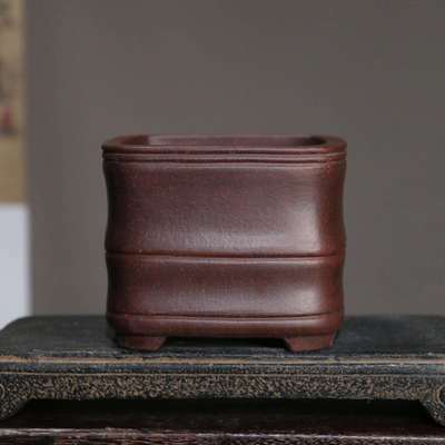 紫砂花盆正方形竹节全手工原矿盆景盆菖蒲盆觅陶乡孙伟制觅陶乡