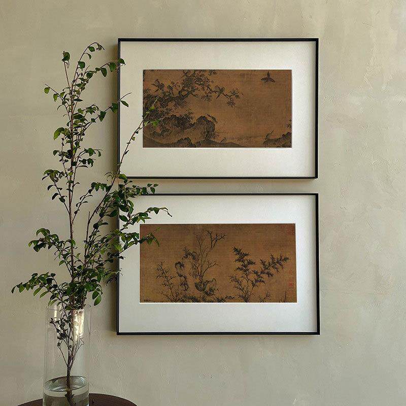 赵孟頫《竹石图》新中式小众艺术装饰画客厅书房国画办公室山水画