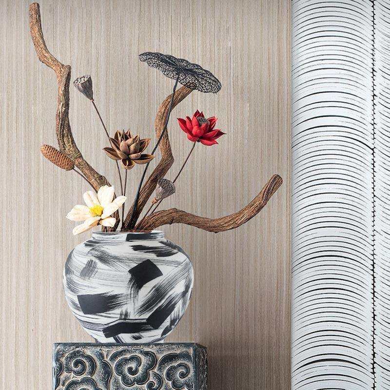 水墨素烧手绘陶瓷花瓶桌面摆件客厅插花现代简约装饰品餐桌花器,鲜花速递/花卉仿真/绿植园艺,割草机/草坪机,淘宝优惠券,粉丝福利购,淘宝优惠卷