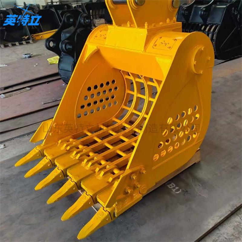 挖机格栅网格斗全自动加厚锰钢岩石漏斗捞水草土用河漏沙料斗