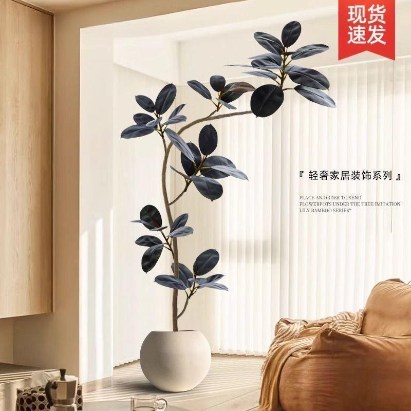 橡皮树仿真绿植客厅落地摆件室内大型仿生盆栽植物装饰树仿真花盆