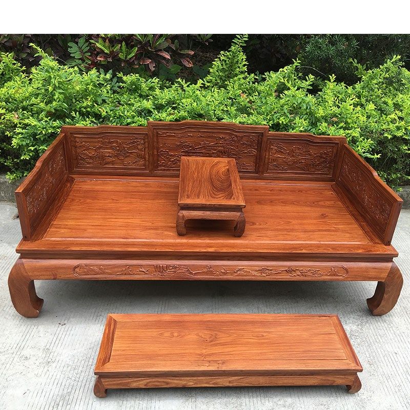 红木罗汉床三件套花梨木山水罗汉床刺猬紫檀实木单人沙发床榻