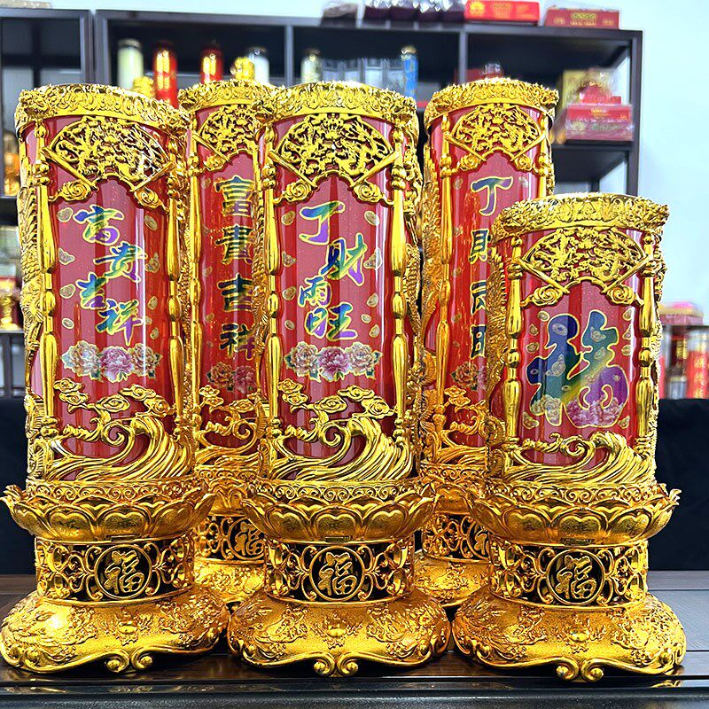富贵吉祥水晶烛玻璃款灯过年点灯万顺烛平安还愿无烟蜡烛添福