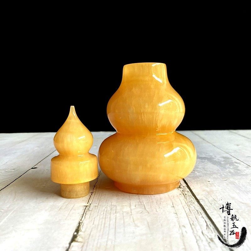 天然米黄玉空心葫芦摆件避邪招旺财净水玉石葫芦家居酒柜玄关装饰