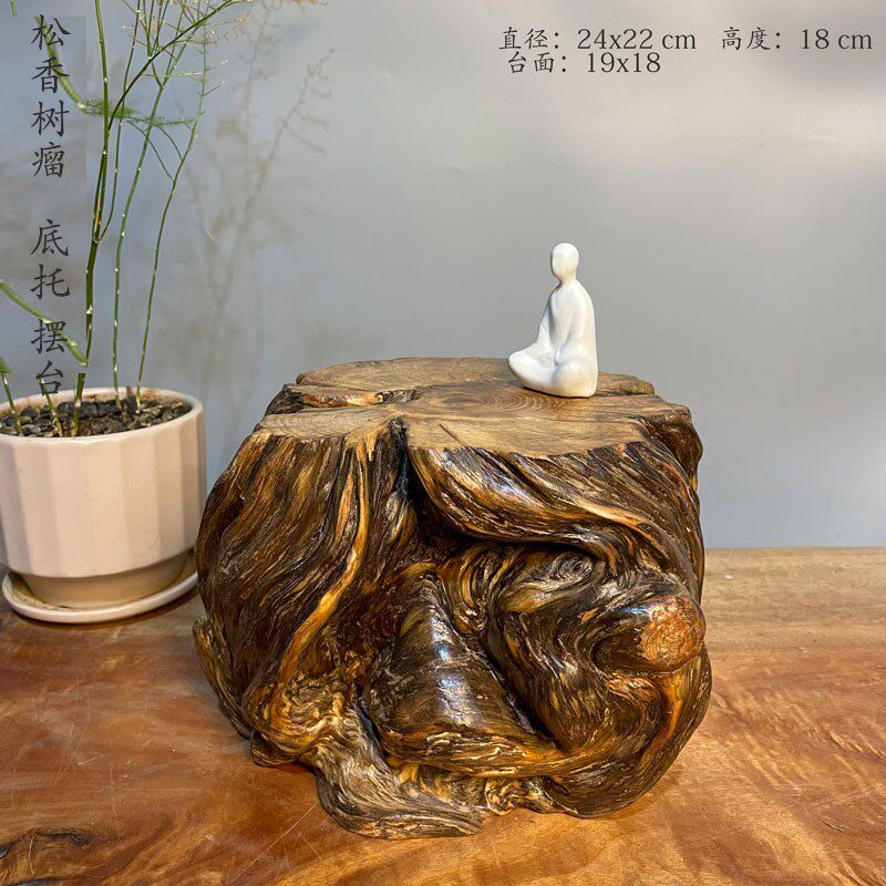 大号根雕树瘤摆台 天然实木底托花瓶玉石茶壶 底座原生态原木树墩