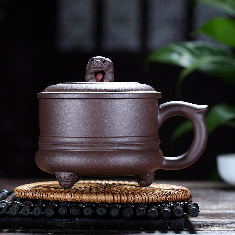 紫砂杯茶杯带盖宜兴纯手工办公杯礼品定制可刻字紫砂杯水杯家用