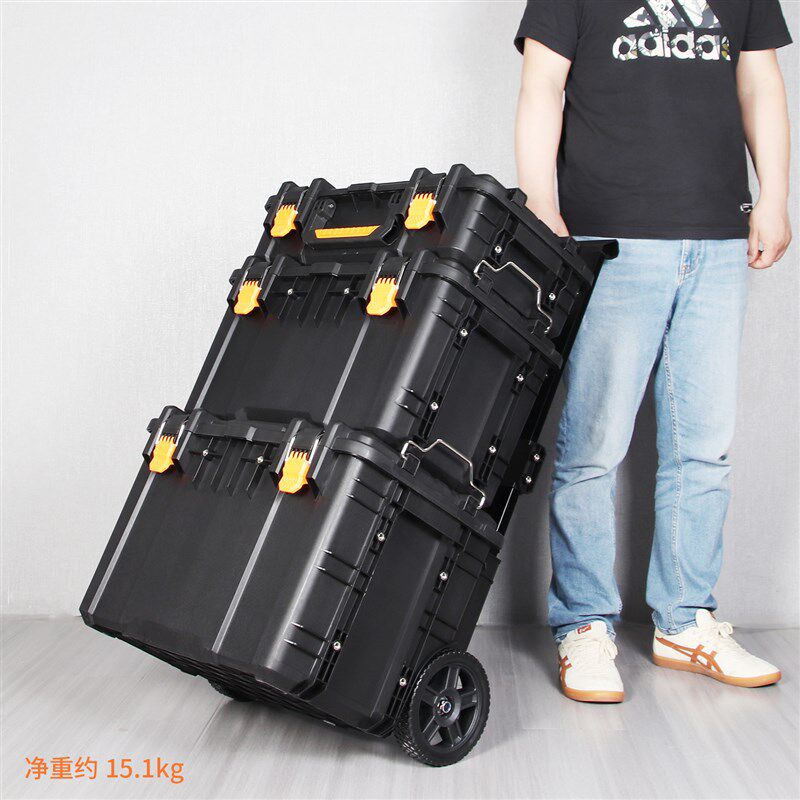 加厚工业级堆叠工具箱大号移动组合式拉杆工具箱车门窗水电施工箱