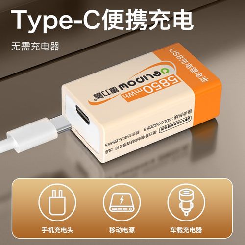 德力普9v充电电池USB锂电大容量万用表吉他话筒可充6f22方形九伏