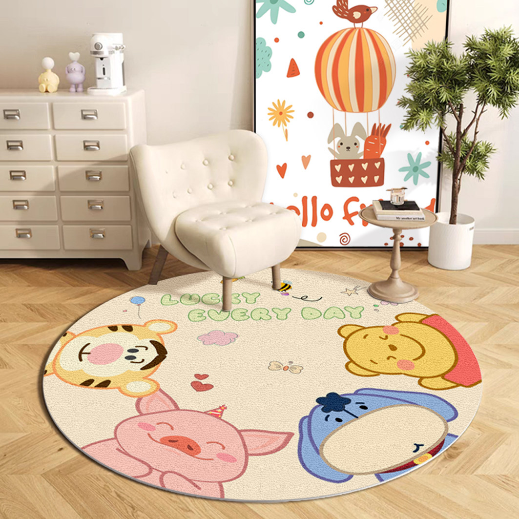 圆形地毯pvc可擦免洗阅读区地垫电脑桌椅儿童书桌学习椅皮革垫子