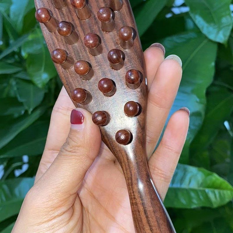 钉钉按摩梳天然檀木经络梳子22个蘑菇齿花梨木头部插齿梳实木梳