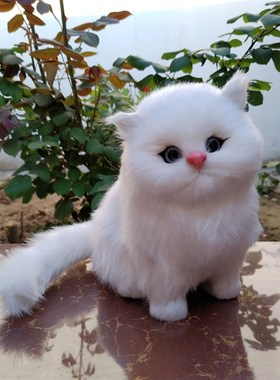 仿真动物仿真猫咪假猫 会叫的猫 装饰品家居猫摆件橱窗场景布置